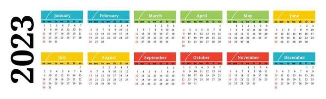 Calendar for 2023 isolated on a white background vector