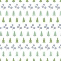 Seamless pattern with colored trees on white background. Vector illustration.