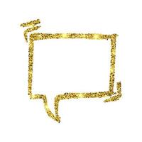 Gold glitter sketch speech bubble. Hand drawn blank Speech Bubble. Dialog empty cloud on white background. Vector illustration.