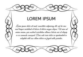 Decorative vintage horizontal frame with the place for your text in center. Vintage ornament greeting card template. Vector illustration.