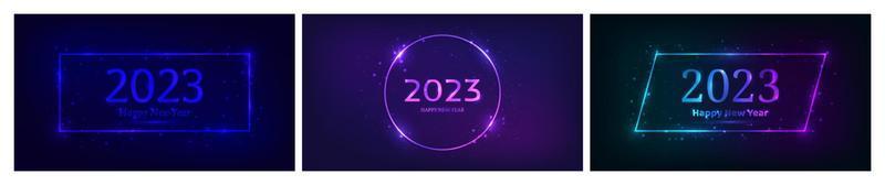 2023 Happy New Year neon background vector