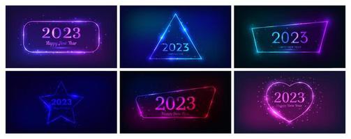 2023 Happy New Year neon background vector