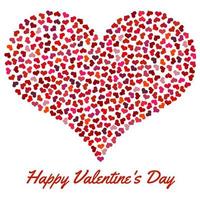 Red heart from small hearts. Valentines Day background with heart on a white background. Symbol of Love Element for wedding Template. vector