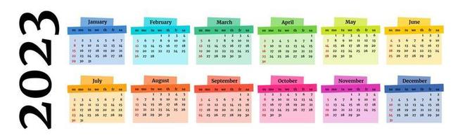 Calendar for 2023 isolated on a white background vector