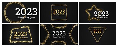 2023 Happy New Year gold background vector