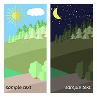 The Sun Shines and The Moon Lights on a Clearing in the Forest. vector