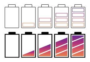 A set of batteries with different charge indicators. Vector illustration