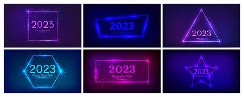 2023 Happy New Year neon background vector