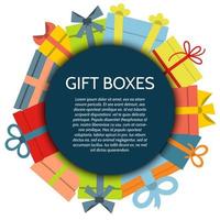 Background with a colorful gift boxes. Vector illustration.