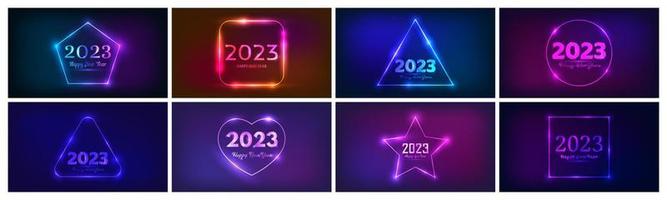 2023 Happy New Year neon background vector