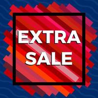 Extra sale red banner on blue background. Vector background with colorful design elements. Vector illustration.