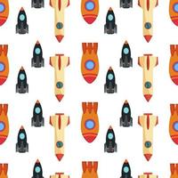 Seamless pattern with space rocket. Vector illustration.