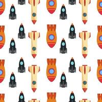 Seamless pattern with space rocket. Vector illustration.