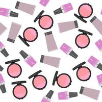 Seamless pattern with makeup items in flat style. Vector illustration.