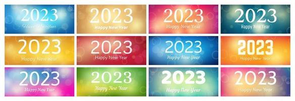 Happy new year 2023 incription on blurred background vector