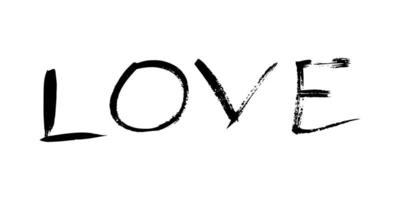 Lettering Love. Handwritten black inscription Love on a white background. Vector illustration