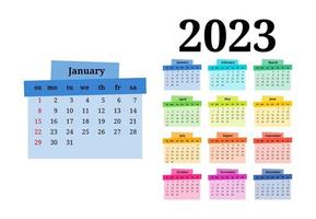 calendario para 2023 aislado en un fondo blanco vector