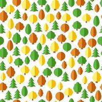 Seamless forest pattern. Seamless background with trees in flat style. Vector forest illustration on white background