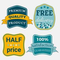 Set of Vector Badges with Ribbons. Web stickers and labels. Isolated vector illustration.