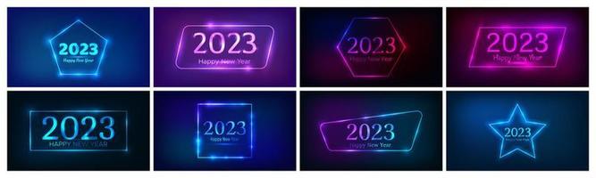 2023 Happy New Year neon background vector