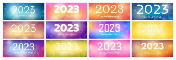 Happy new year 2023 incription on blurred background vector