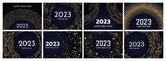 2023 Happy New Year of gold glitter pattern vector