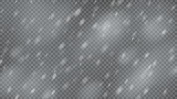 Snowstorm and falling snowflakes on transparent background. Blizzard of white snowflakes and Christmas snow. Vector illustration