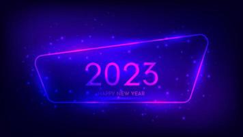 2023 Happy New Year neon background vector