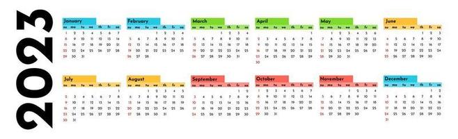 Calendar for 2023 isolated on a white background vector