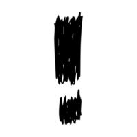 Hand drawn exclamation mark symbol. Black sketch exclamation mark symbol on white background. Vector illustration