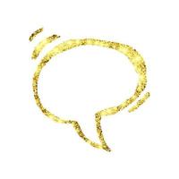 Gold glitter sketch speech bubble. Hand drawn blank Speech Bubble. Dialog empty cloud on white background. Vector illustration.