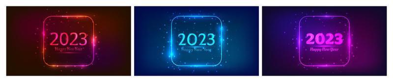 2023 Happy New Year neon background vector