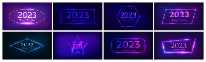 2023 Happy New Year neon background vector