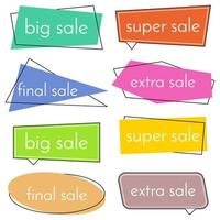 Set of eight sale vector bannes with colorful design elements. Vector illustration.