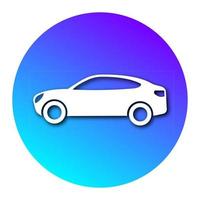 White car in circle with modern gradient and shadow. Vector illustration