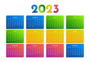 calendario para 2023 aislado en un fondo blanco vector