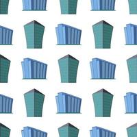 Seamless Pattern with modern isometric building on a white background. View of the building from the bottom. Vector illustration.