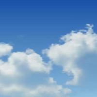 Natural background with cloud on blue sky. Realistic cloud on blue backdrop. Vector illustration