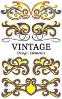 Set of vintage elements for design. Calligraphic floral vector. vector