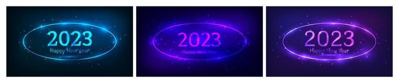 2023 Happy New Year neon background vector