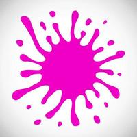 Pink Hand Drawn Paint Splash with small splashes and shadows. Vector illustration