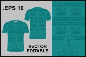 JERSEY PATTERN COMBINATION OF LAMPUNG BATIK AND SUBLIMATION SIGER MONUMENT VECTOR