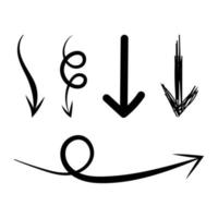 conjunto de flechas dibujadas a mano en forma de garabato vector