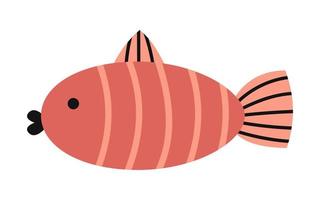Vector striped fish in flat design. Marine red fish. Marine life.