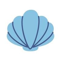 Vector seashell in flat design. Blue scallop seashell. Mollusk.