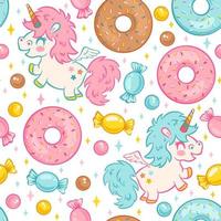 Vector seamless pattern with cute unicorn