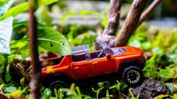 Minahasa, Indonesia  December 2022, the toy car in nature photo