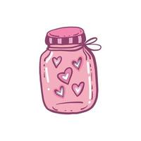 Pink jar with hearts. Icons vector illustrations.