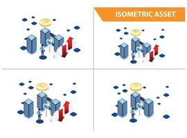 ilustración de tecnología en línea de bitcoin de minería inteligente de colección de conjunto isométrico 3d moderno en fondo blanco aislado con personas y activos digitales relacionados vector