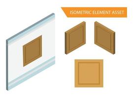 vector de ventana de madera isométrica en fondo blanco aislado, adecuado para activos de juego y otros activos relacionados con gráficos